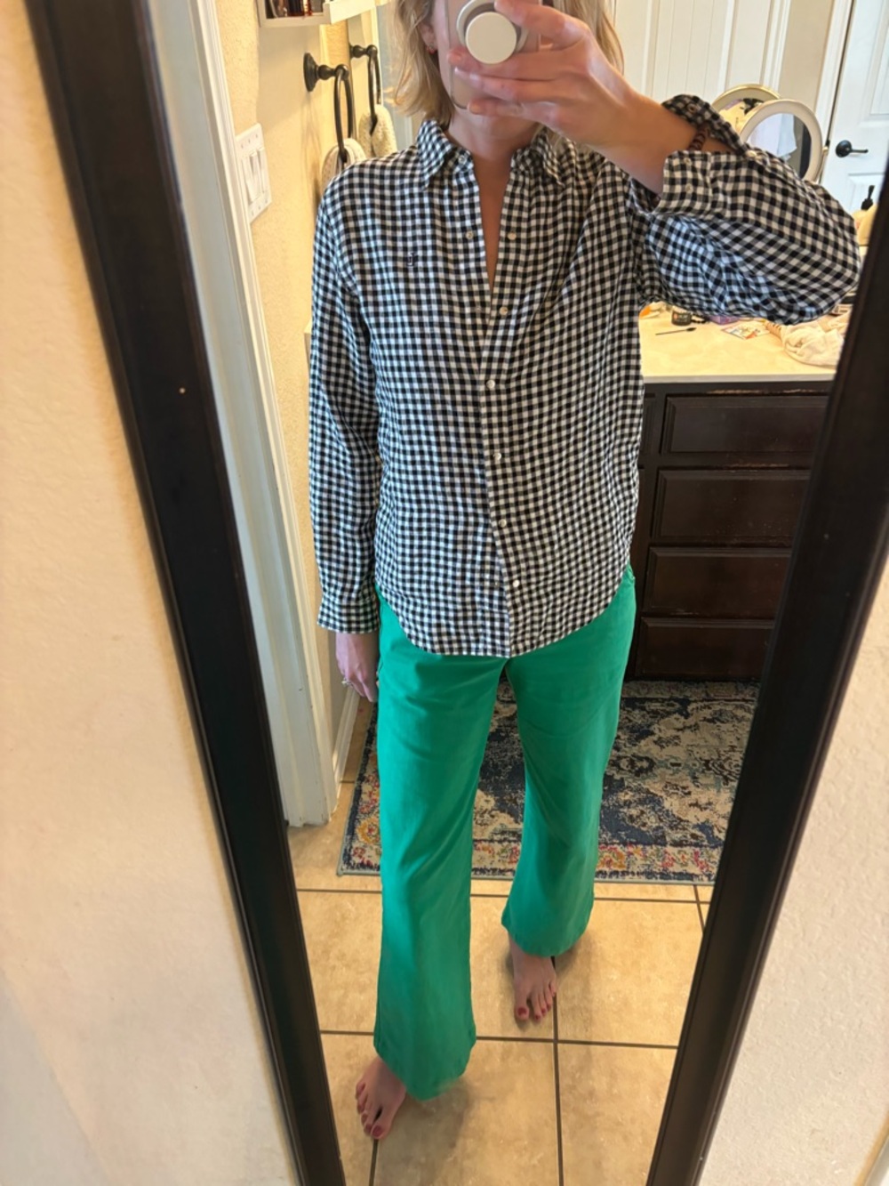 Ralph Lauren Linen Gingham Button-Snap Shirt